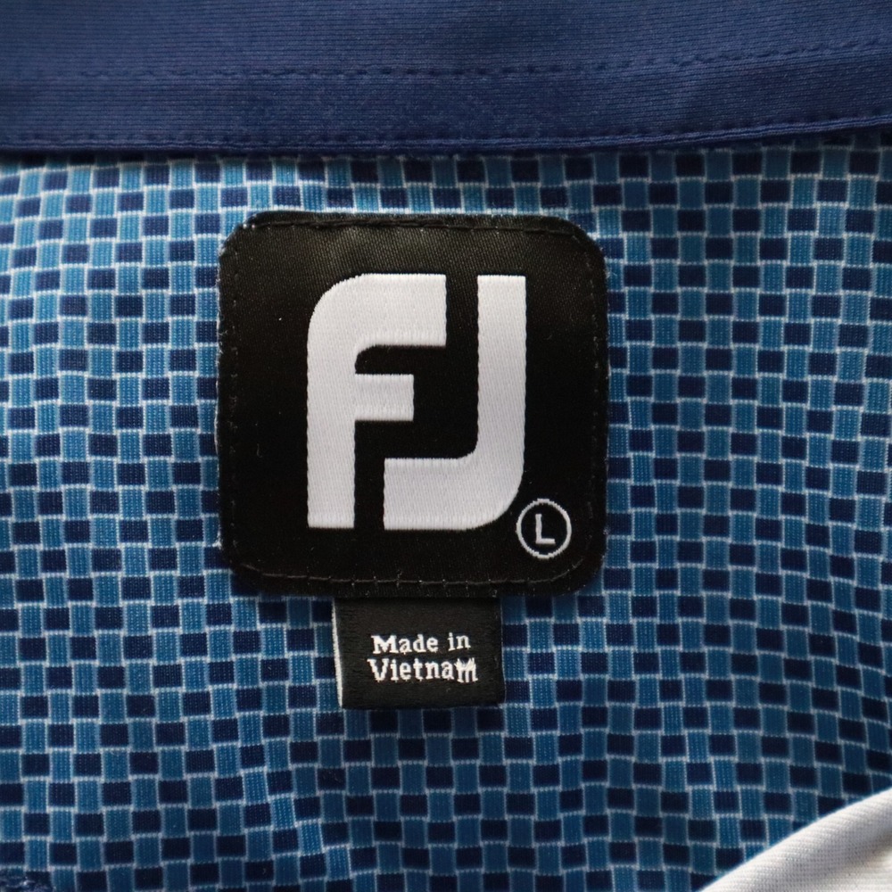 FootJoy Polo Shirt Mens Large Performance‎ Golf Flex Blue Geometric Short Sleeve - Picture 5 of 6